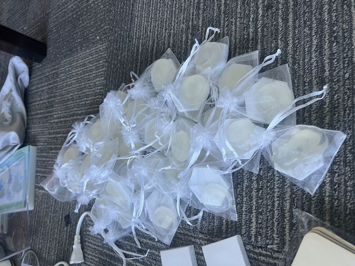 Soaps in organza pouches