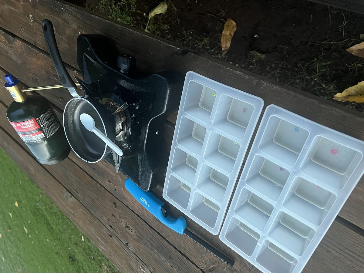 Outdoor soap-making setup in Maui